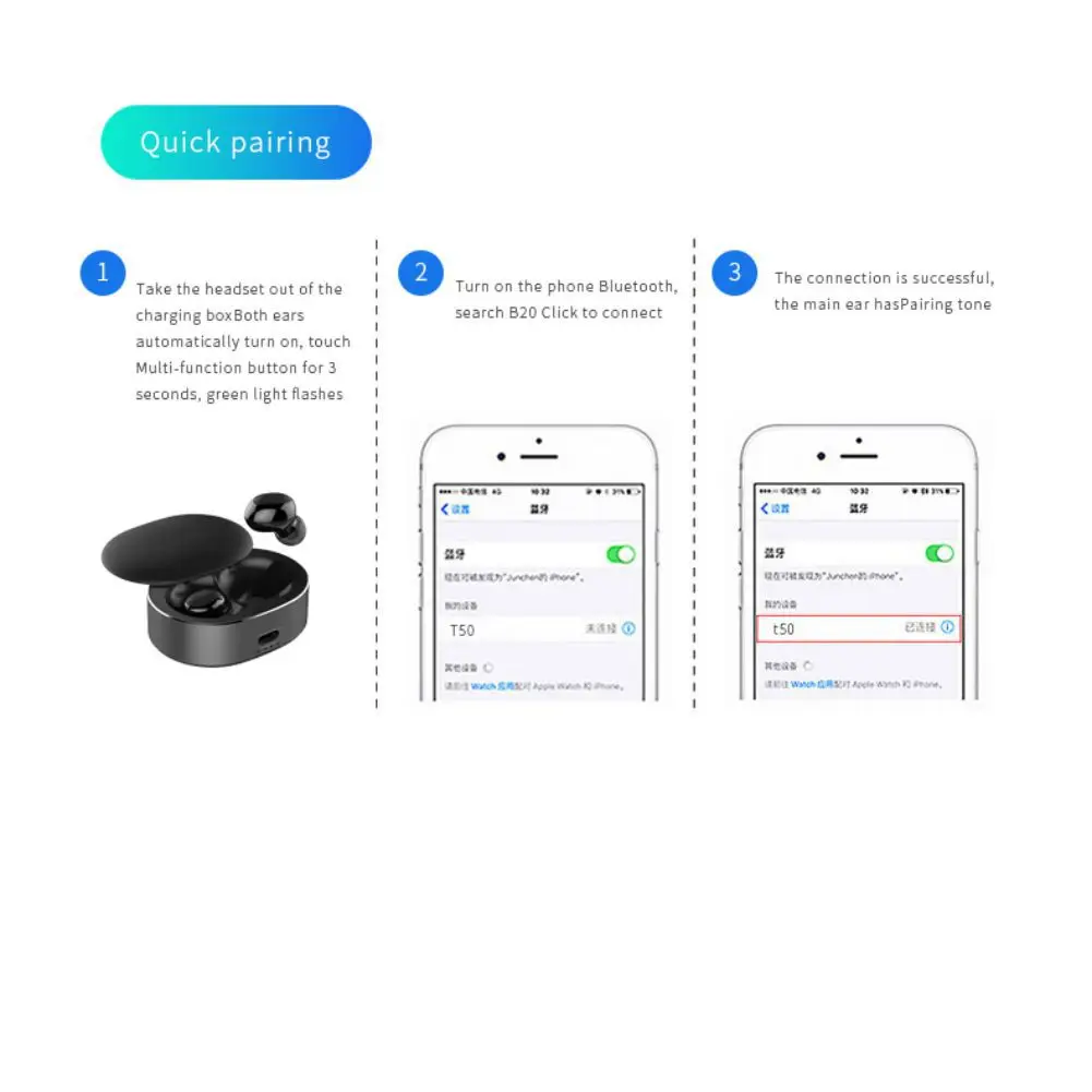 Bluetooth наушники TWS, беспроводные наушники Blutooth 5,0, наушники с громкой связью, спортивные наушники, игровая гарнитура, телефон в ухо, стерео