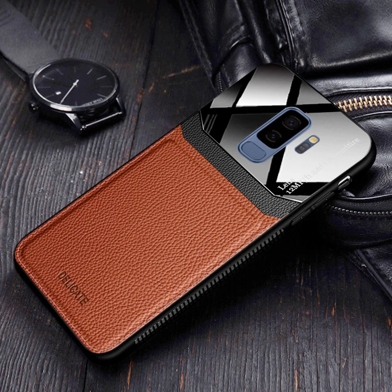 Чехол чехол для Samsung Galaxy S9 Plus S 9 S9Plus кожаные зеркальные стеклянные силиконовые