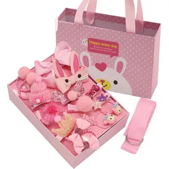 

Children Girls Bow Hair Clips Set Hairpin Cartoon Rubber Hair Ring Band Hairband Ribbon Hair Accessories Birthday Gift Box