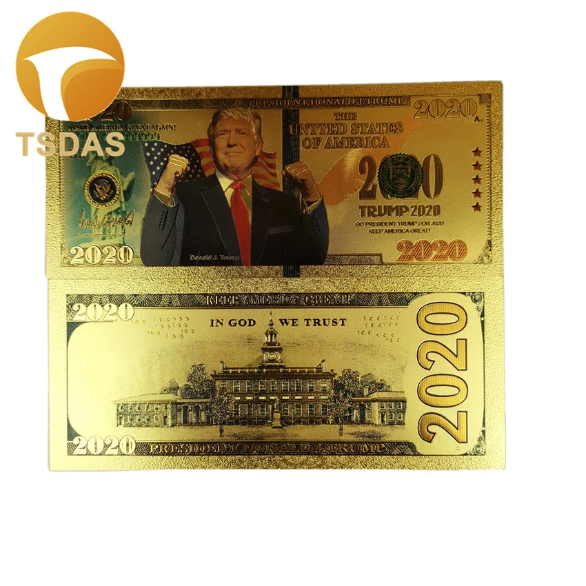 

New Banknotes 10pcs/lot America Banknotes Gold Plated Trump Gold Banknote As Bill Currency Gifts