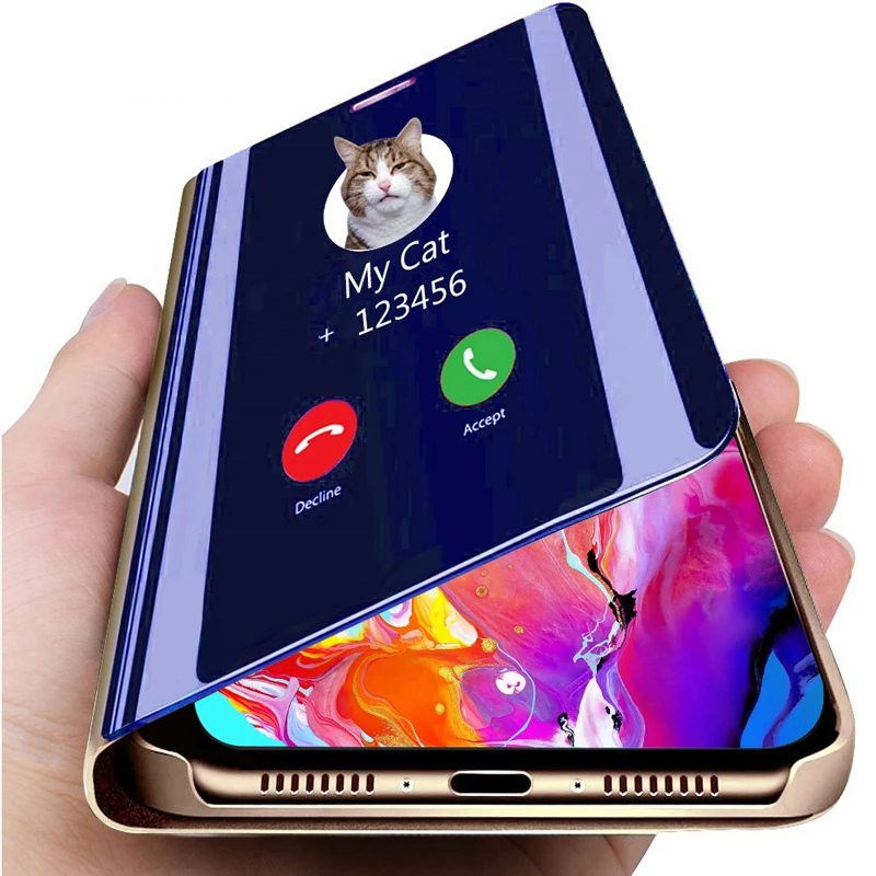 

Plating Smart Mirror Flip Cover Bracket Protective Case For Huawei Mate 30 20 10 9 Pro Lite 20X Y9 Y8 Y7 Y6 Pro Prime 2019 2018