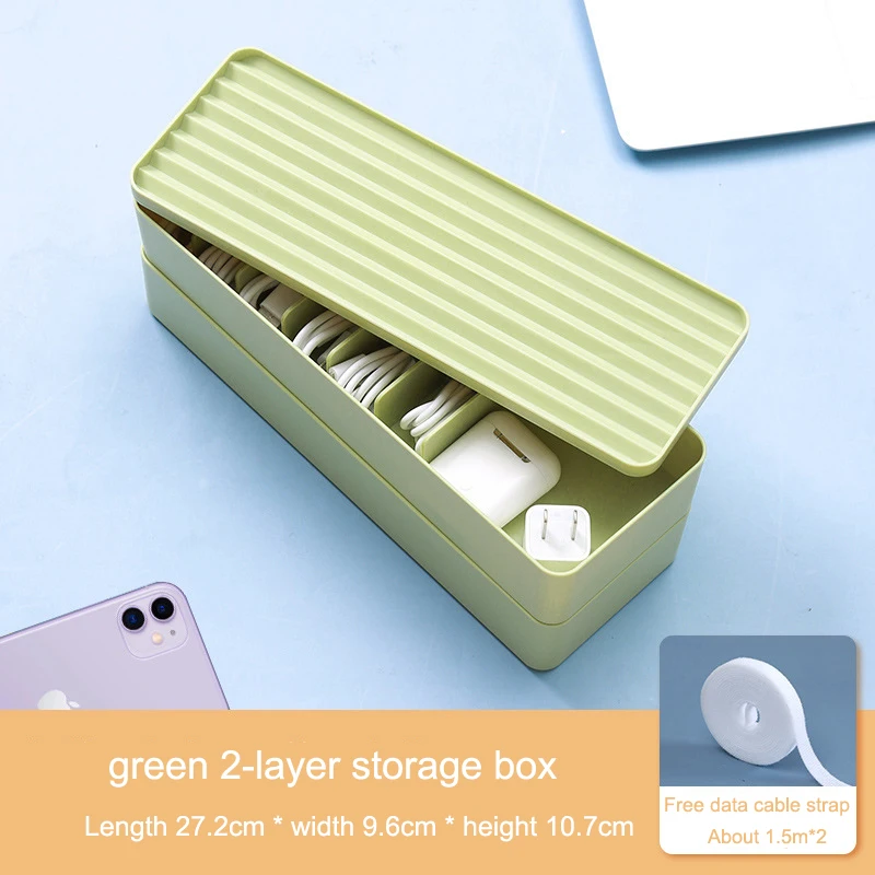 Cable Storage Box colour Plastic Data Line Storage Container for Desk Stationery Multifunctional headset Data charging line plastic storage bins Storage Boxes & Bins