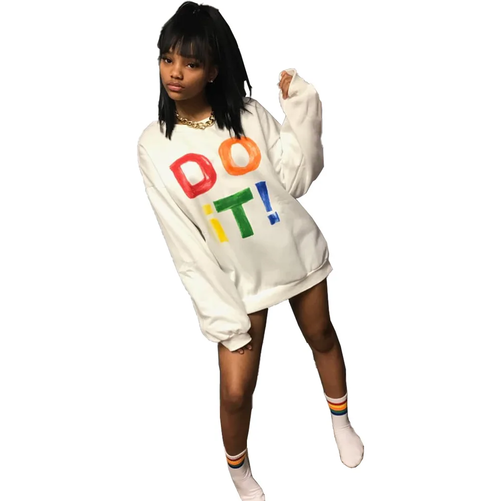 DN8324 new funny letter do it women sweatshirt hoodies loose casual oversize dress hoodies - Color: DN8324