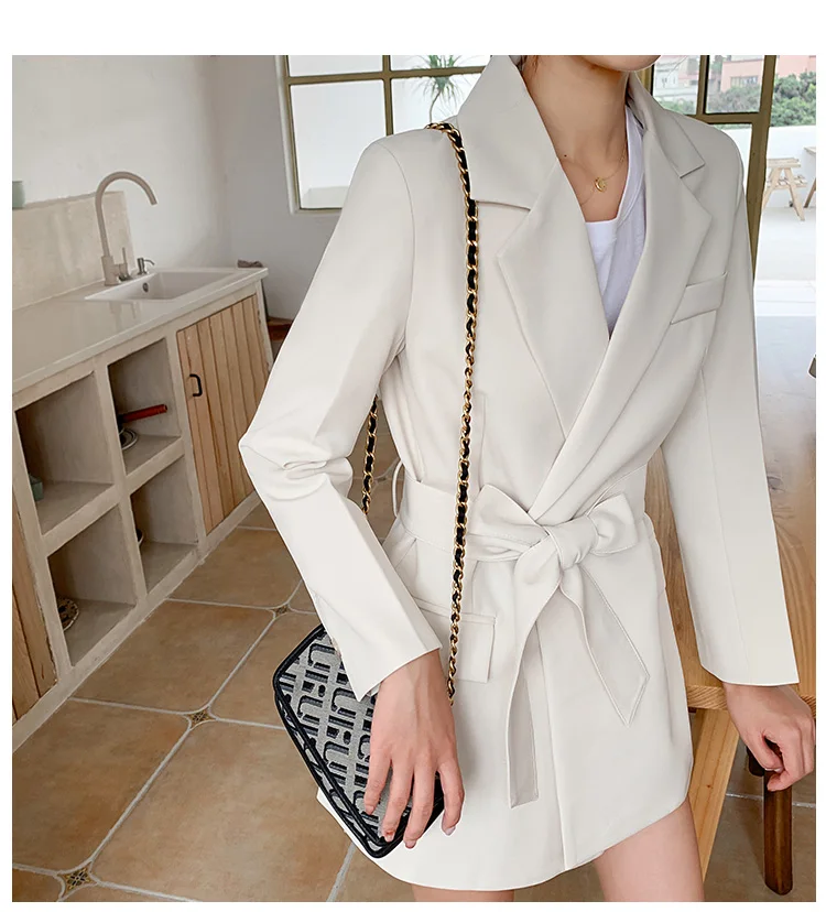 Spring Autumn Women solid Office Lady Blazer Bow Sashes Split Sleeve Jackets Elegant Work Blazers Feminino coat plus size
