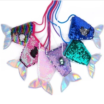 

Small Purse Kid Girl Colorful Change Sequin Mermaid Tail Storage Bag Ziplock Wallet Purses Pouch Notecase Lovely Designer Sequin