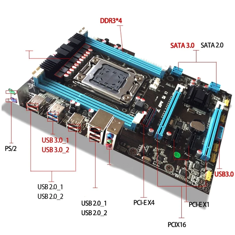 X79-B75 материнская плата LGA 2011 USB3.0 SATA3 PCI-E 4x16G REG ECC поддержка памяти Xeon E5 E5-2650E5-2670