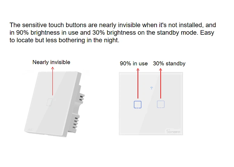 Sonoff T1 US 1 2 3 банды Wifi Light Touch/WiFi/315 RF/APP дистанционное управление Умный дом настенный сенсорный выключатель