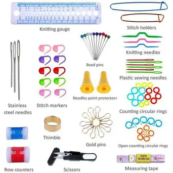 

100pcs Crochet Hooks Set Knitting Tool Accessories with Leather Case Crochet Hook with Yarn Knit Gauge Stitch DIY Tools Kit