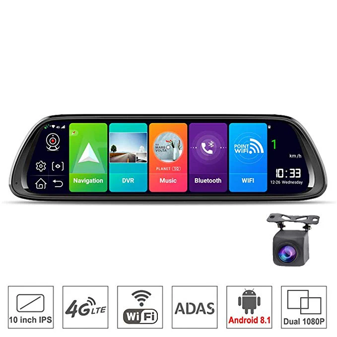 10 дюймов Android 8,1 4G зеркало заднего вида автомобиля Dvr камера Gps навигатор Bluetooth музыка Wifi Hd 1080P потоковое видео регистратор+ C10 3