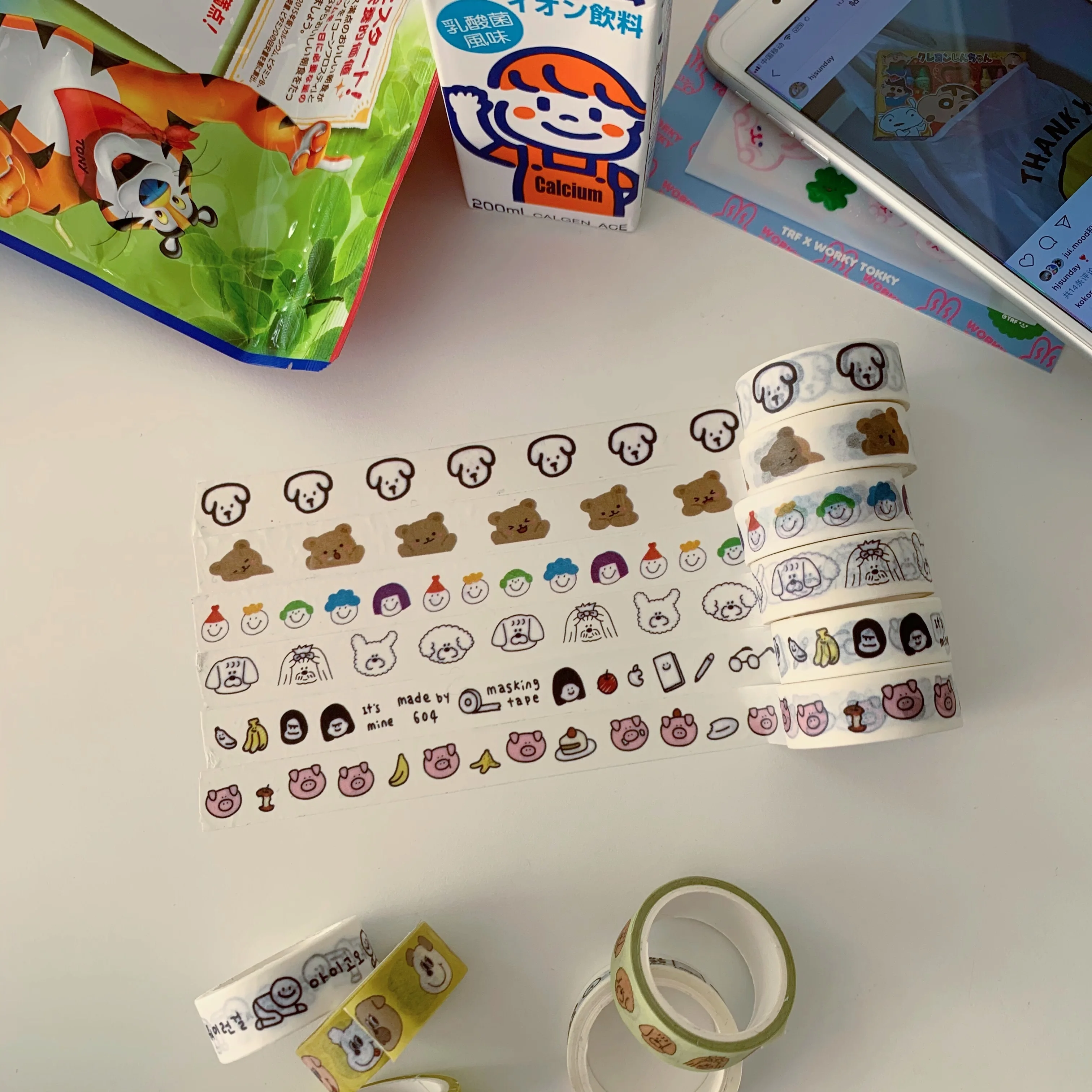 

Милый мультяшный медведь, свинья, щенок, Васи-лента, милый блокнот, ручная запись, сделай сам, декоративная наклейка, клейкая лента, Корея, канцелярские принадлежности