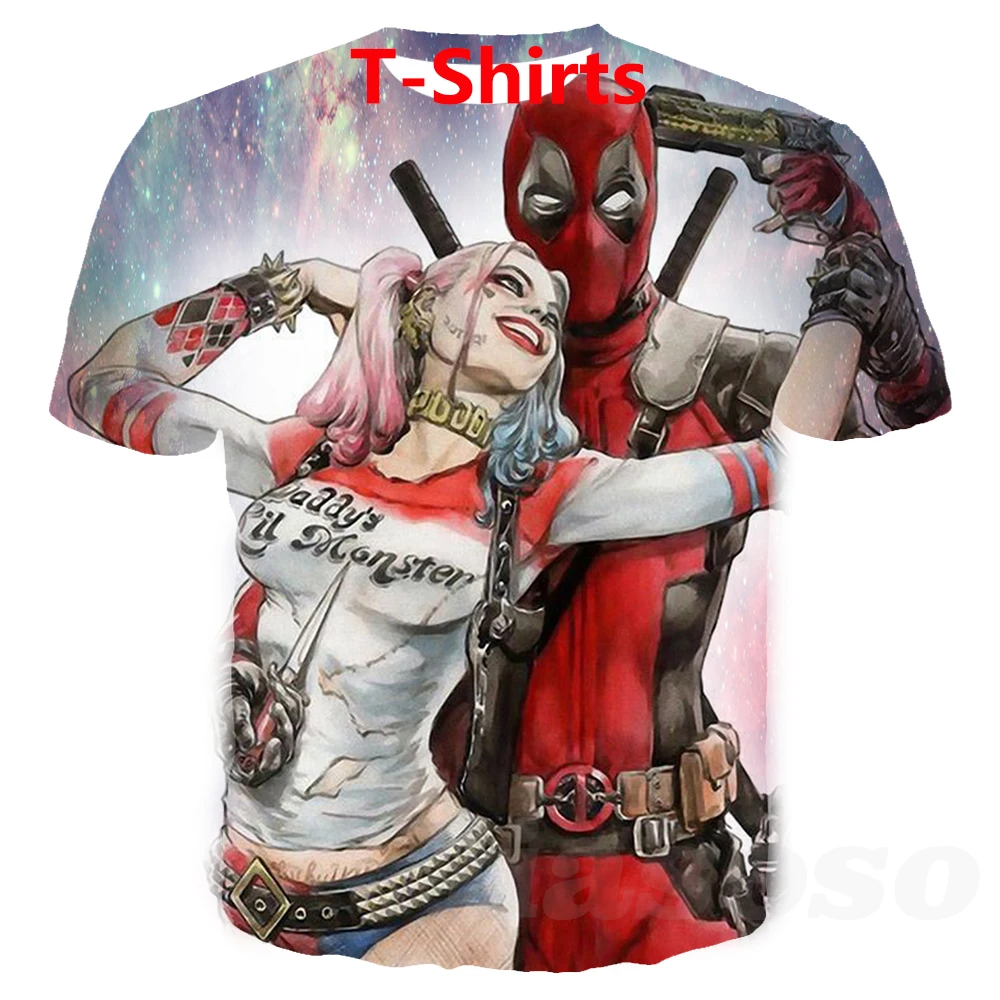 Футболка/Толстовка/худи/брюки harley quinn and deadpool с 3d принтом Мужская забавная