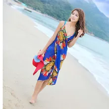 Robe de plage pour femmes, Sexy, écharpe, Sarong, Bikini, Cover up, jupe portefeuille, serviette, fleur, dos ouvert, offre spéciale 