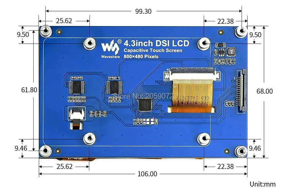 Емкостный сенсорный дисплей для Raspberry Pi 4 3 дюйма интерфейс DSI 800 ×