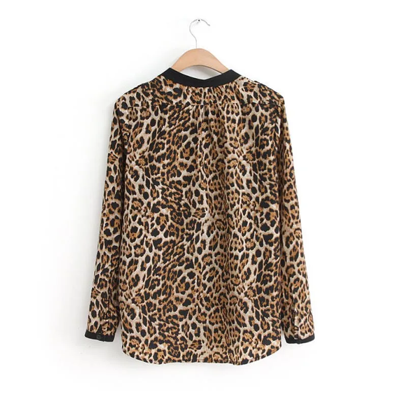 CHAMSGEND куртка тонкая леопардовая блузка с длинным рукавом Шифоновая женская футболка большие размеры Топы пальто Casaco Feminino Manteau 09