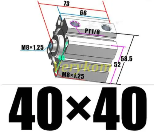 Пневматический SDA компактный воздушный цилиндр Airtac Тип отверстия 40 мм порт 1/" SDA40*5X10*15X20*25x30*40X50*60X75/80/90/100 S мини одиночный стержень - Цвет: 40X40