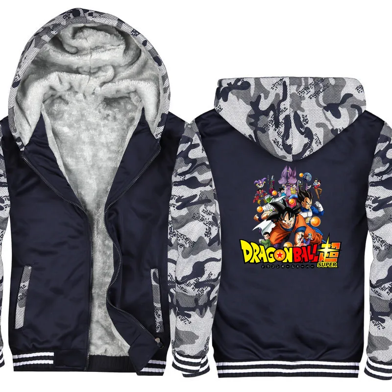 

NEW DragonBall Z Goku Mens Hoodies fleece Zipper Sweatshirts coat Winter camouflage Hoodie Casual Super Warm thicken Jacket