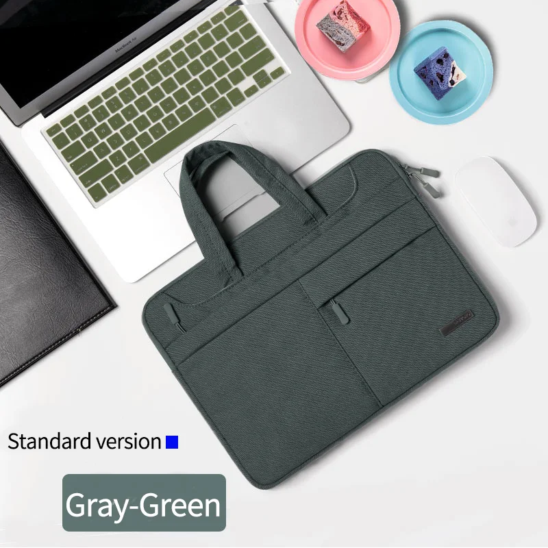 Модная сумка для ноутбука для женщин, 12, 13, 14, 15, 15,6 дюймов для MacBook Xiaomi air pro retina 13,3 сумка с ремешком для ноутбука сумка для переноски - Цвет: Gray-Green Style A