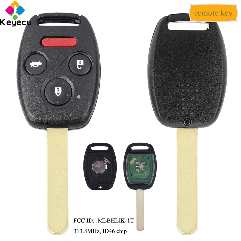 KEYECU Remote Control Car Key With 3+1/ 4 Button 313.8MHz ID46 Chip - FOB for Honda Accord Coupe 2008-2012 FCC ID: MLBHLIK-1T | Автомобили