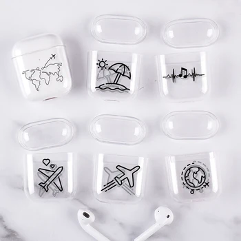 

Hard PC Cute For AirPods Case Earth map Clear Pattern Cartoon Transparent Cover For Apple Airpods Case in Earphone Accessories