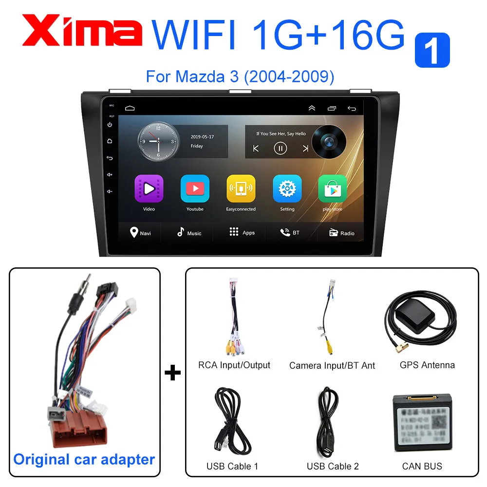 " RAM2G+ 32G Android 9,0 Автомагнитола gps навигация для Mazda 3 2004-2013 maxx axel Wifi авто стерео автомобильный dvd мультимедийный плеер - Цвет: 1G-2004 to2009-1