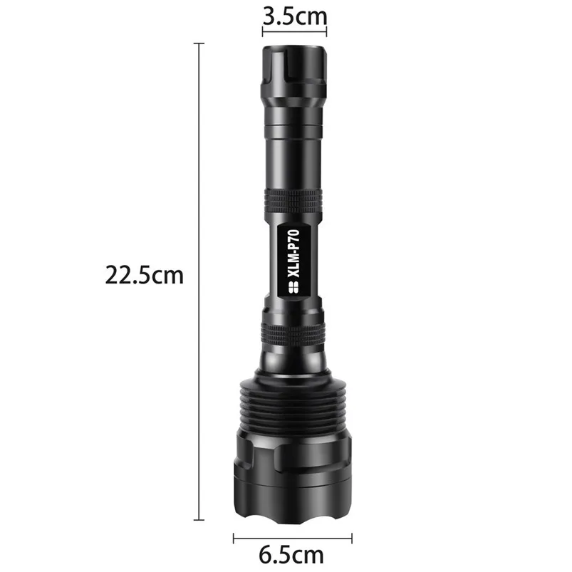 Powerful LED Torch Flashlight XHP70 Torch Rechargeable Waterproof Lamp Ultra Bright Aluminum alloy Lanterna 40OCT1806