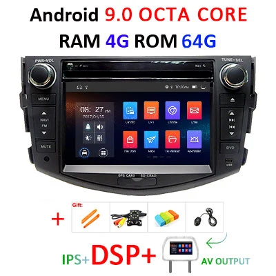 DSP ips 2 din Android 9,0 64G Автомобильный dvd-плеер для Toyota RAV4 Rav 4 2007 2008 2009 2010 2011 gps wifi Радио экран навигация ПК - Цвет: 9.0 4G 64G DSP AVOUT