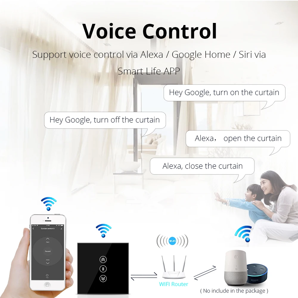 Черный занавес переключатель ЕС Тип умный переключатель для электрического слепого Curtian Alexa Echo Google Home WiFi сенсорное управление 110 В 220 В