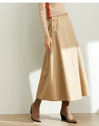 Amii Минимальная французская шикарная темпераментная юбка для женщин 2019 осень новая Досуг A-образная хлопчатобумажная юбка из денима