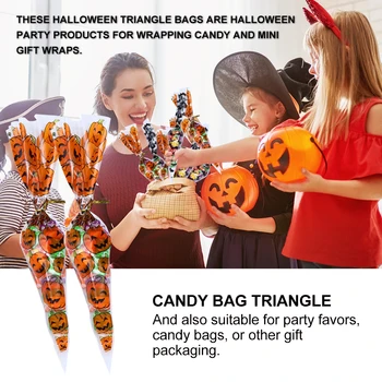 

100Pcs Halloween Cone Bags Triangle Candy Bags Halloween Party Festival Gift Favors Bags Halloween Party Candy Food Packaging
