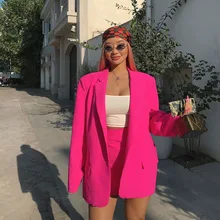 2 цвета рекомендуется розовый ретро синий большой свободный силуэт После Сплит Половина юбка костюм пиджак