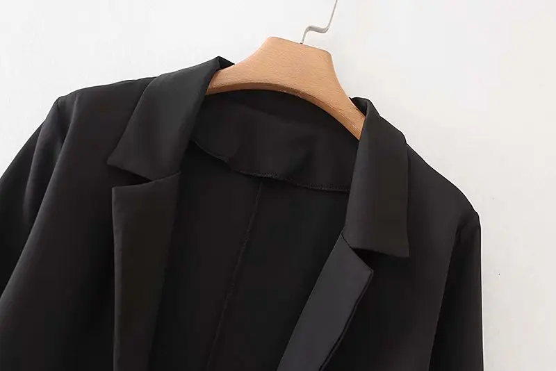 Три четверти рукава женский костюм для отдыха пальто Осенняя женская черная верхняя одежда свободные топы C758