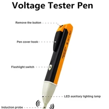 Caneta testadora sensor detector de voltagem, de saída de energia AC, tomada de parede, luz de LED, indicador elétrico 90-1000V