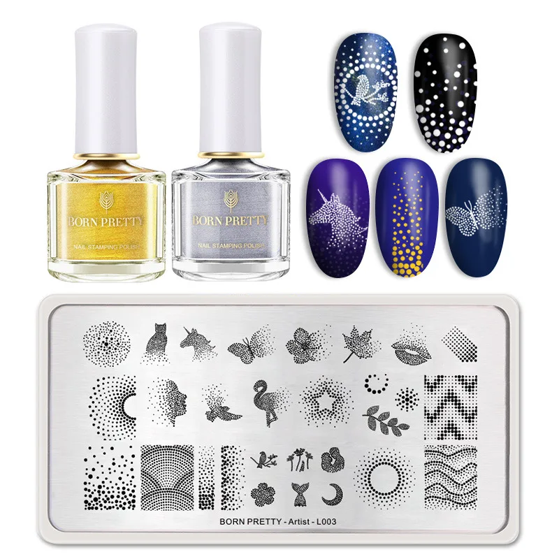 Set 3 BORN PRETTY 3 шт. набор стемпинга для ногтей набор стемпинга лак для ногтей Цветочный геометрический узор шаблон набор лак базовый дизайн ногтей штамп - Цвет: Set 3