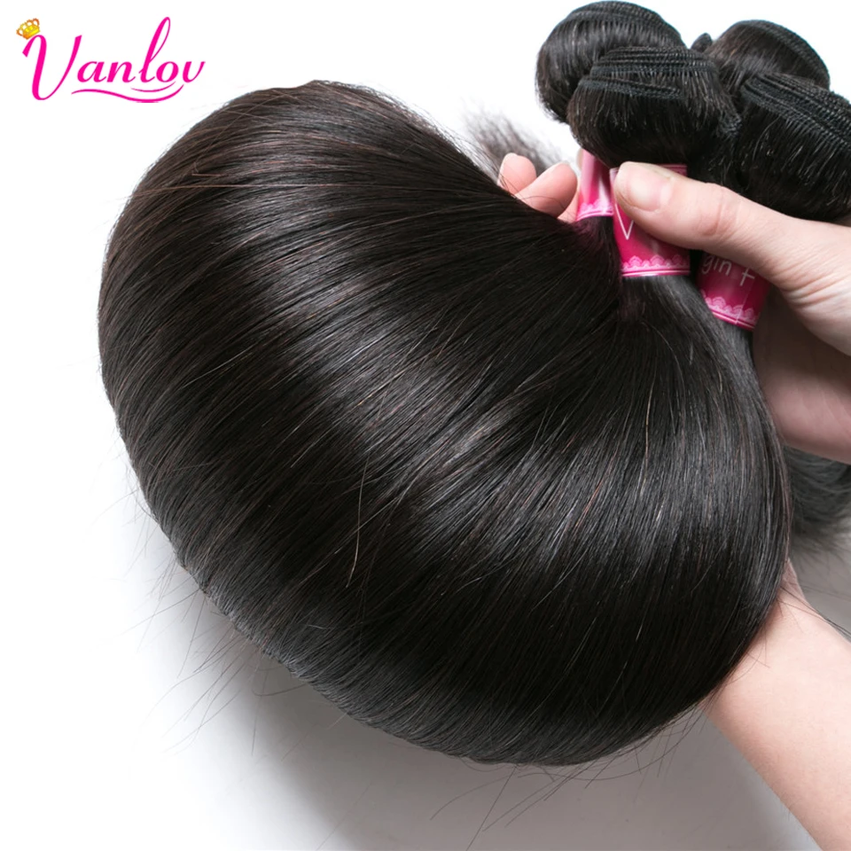 Vanlov Hair Brazilian Hair Weave Bundles Straight Hair Human Hair Bundles Extensions Natural Black Remy Straight Bundles (2)