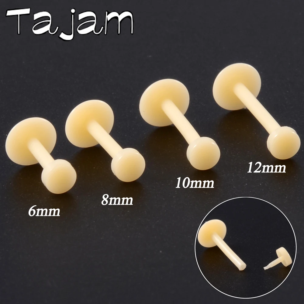 10 шт. био гибкий PTFE Push in Pin Лабрет фиксатор бисера телесного цвета серьги для губ
