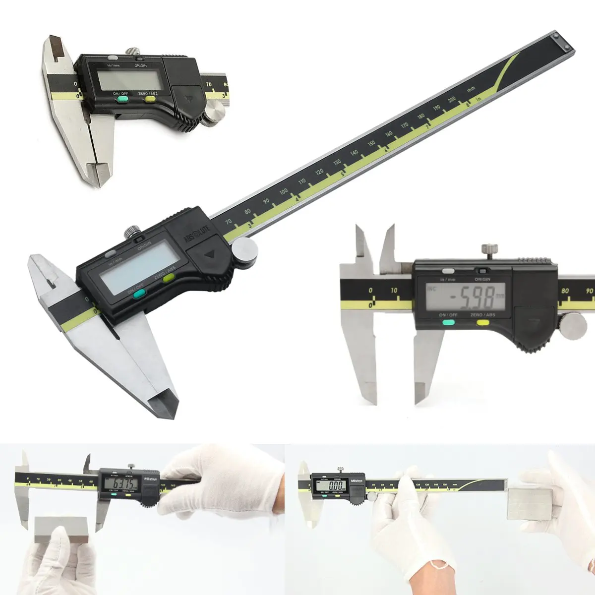 

Measuring Tool Stainless Steel Digital Caliper 8'' Vernier Calipers LCD Absolute Digital Digimatic Gauge Measuring Tool 200mm