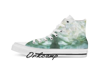 

White Peony Custom Casual High Top lace-up Canvas shoes sneakers Drop shipping