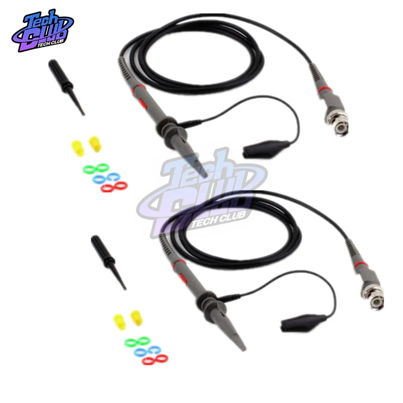 2Pcs P6100 Oscilloscope Probe 100MHz 1X 10X Alligator Clip Test Low Passive Limpedance Attenuation For Hantek Rigol UNI-T | Инструменты