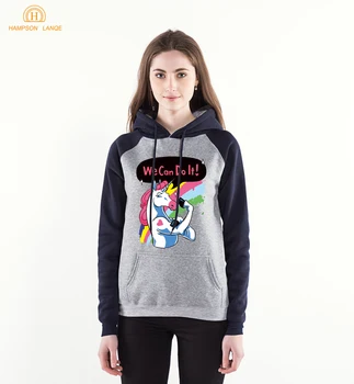 

We Can Do It Letters Printed Women's Long Sleeve Hooded 2020 Spring Autumn Sweatshirt Women Raglan Hoodies