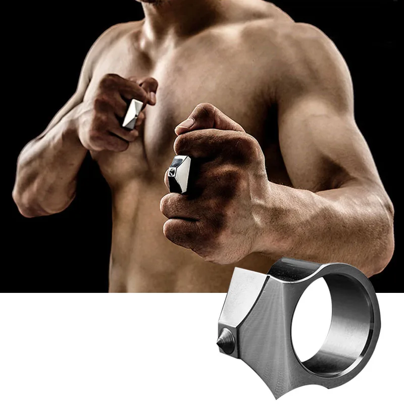 

EDC Outdoor Games Tungsten Ring Steel Self Defense Supplies Ring Women Men Safety Survival Finger Ring with Chain Party Favors