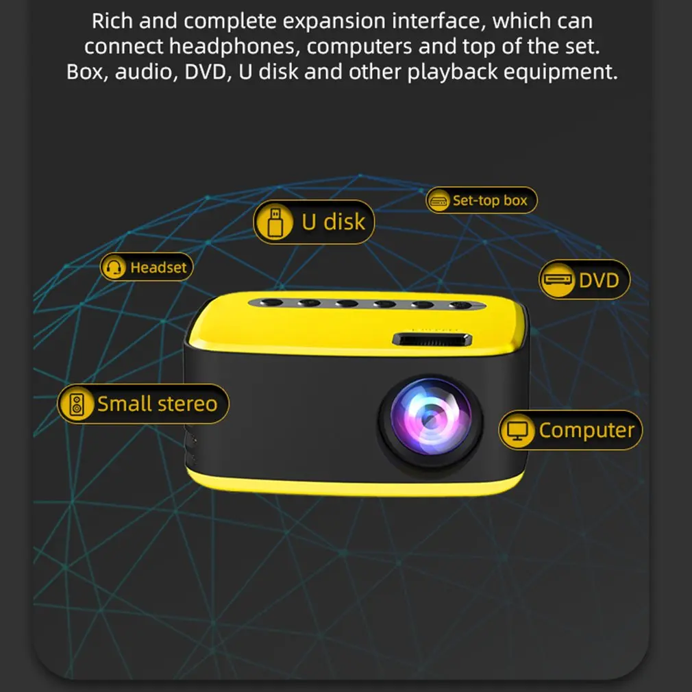 T20 Mini Portable 1080P USB HD LED Home Media Video Player Cinema Projector 320x240 Pixels Supports Easy To Carry