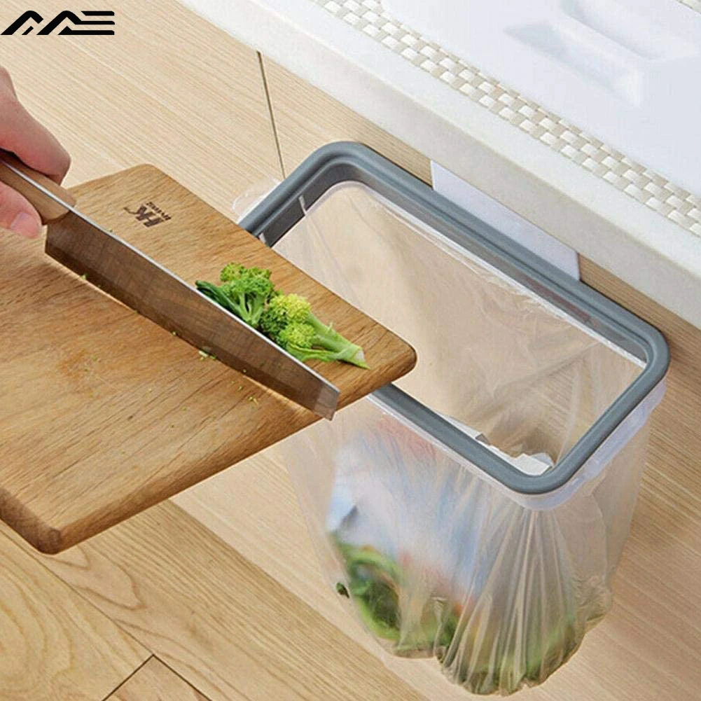 Kitchen Cabinet Door Trash Rack Hanging Storage Rack Trash Bag Hanger Kitchen Trash Can Plastic Bag Holder Storage Bag kitchen