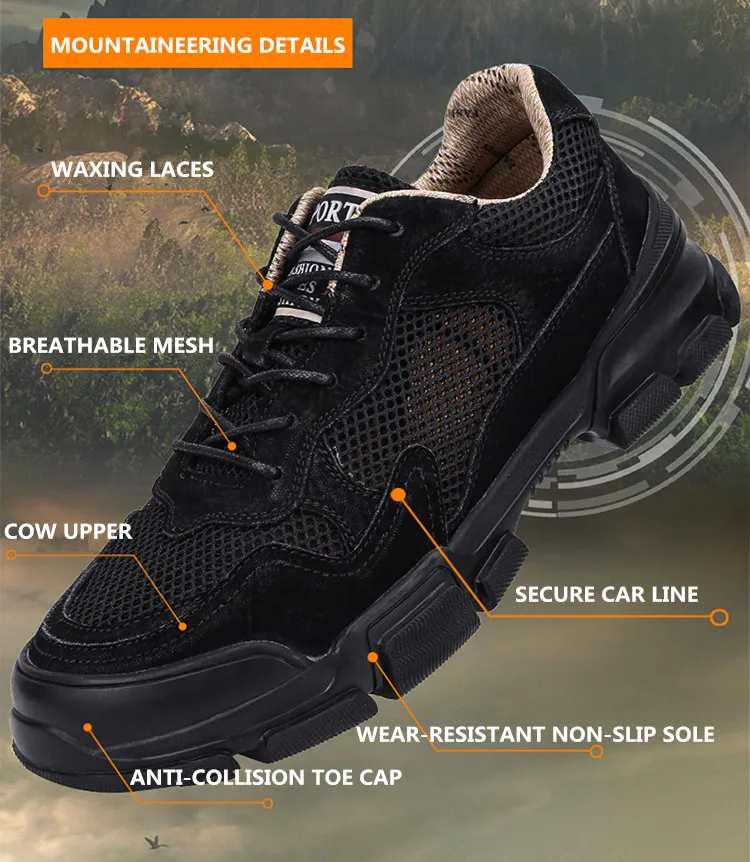 Мягкие Нескользящие походные туфли из натуральной кожи Мужская износостойкая амортизация альпинистские ботинки легкая дышащая обувь для пешего туризма