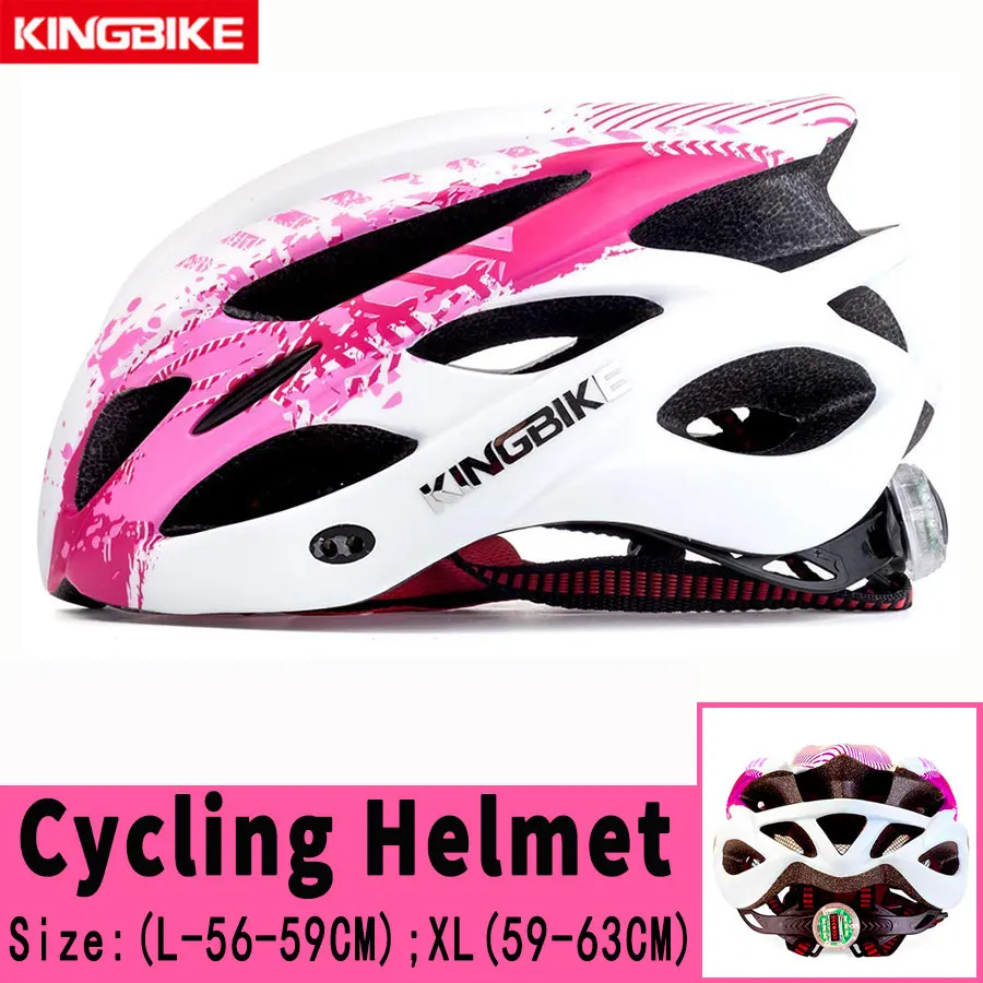 KINGBIKE Cycling Helmet Ultralight MTB Bike Helmets CPSC CE Certified Bicycle Helmet Rear Light Sun Visor Cycling Bicycle Helmet - Цвет: J-675-Red