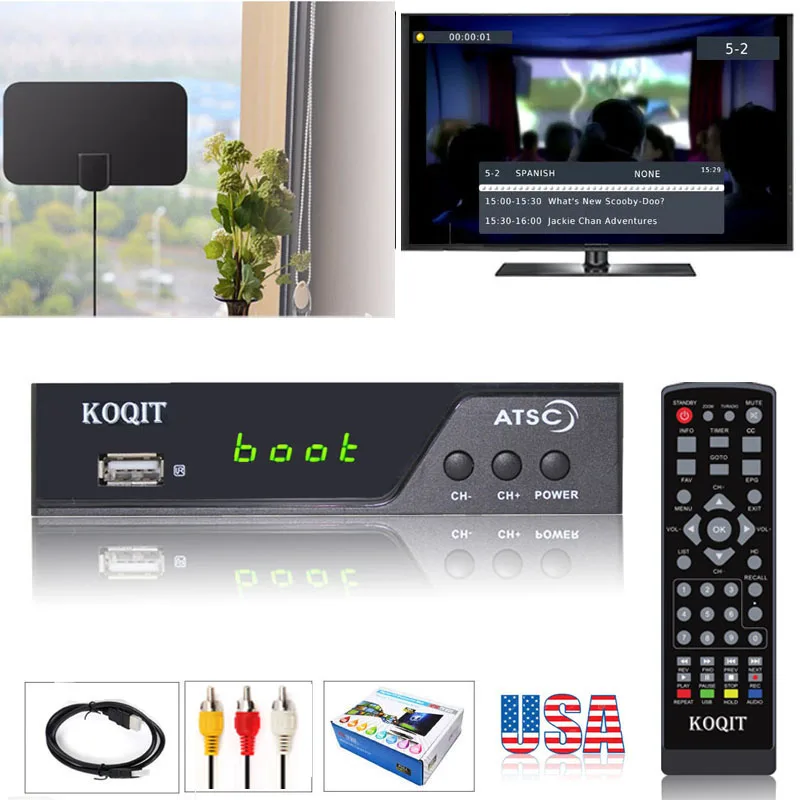 Tuner Antenna Северная Америка США/Корея Ota антенна atsc тюнер цифровой конвертер коробка аналоговый цифровой ТВ приемник ATSC ТВ рекордер медиаплеер - Цвет: Tuner Antenna