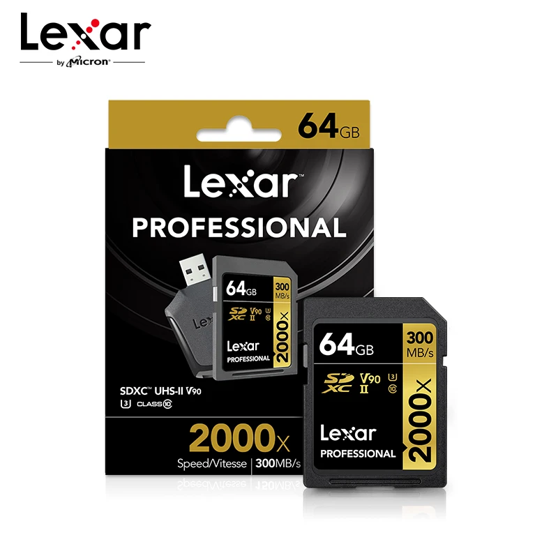 64 ГБ Профессиональная sd-карта Lexar 2000x300 МБ/с высокоскоростная SDHC SDXC 32 Гб 64 Гб 128 ГБ UHS-II U3 карта памяти для видео 4K Full HD - Емкость: 64 ГБ