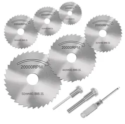 Juego de ruedas de corte para herramienta rotativa, 6 piezas, hojas de sierra Circular HSS con 1 destornillador para corte de piedra, Metal, madera, plástico