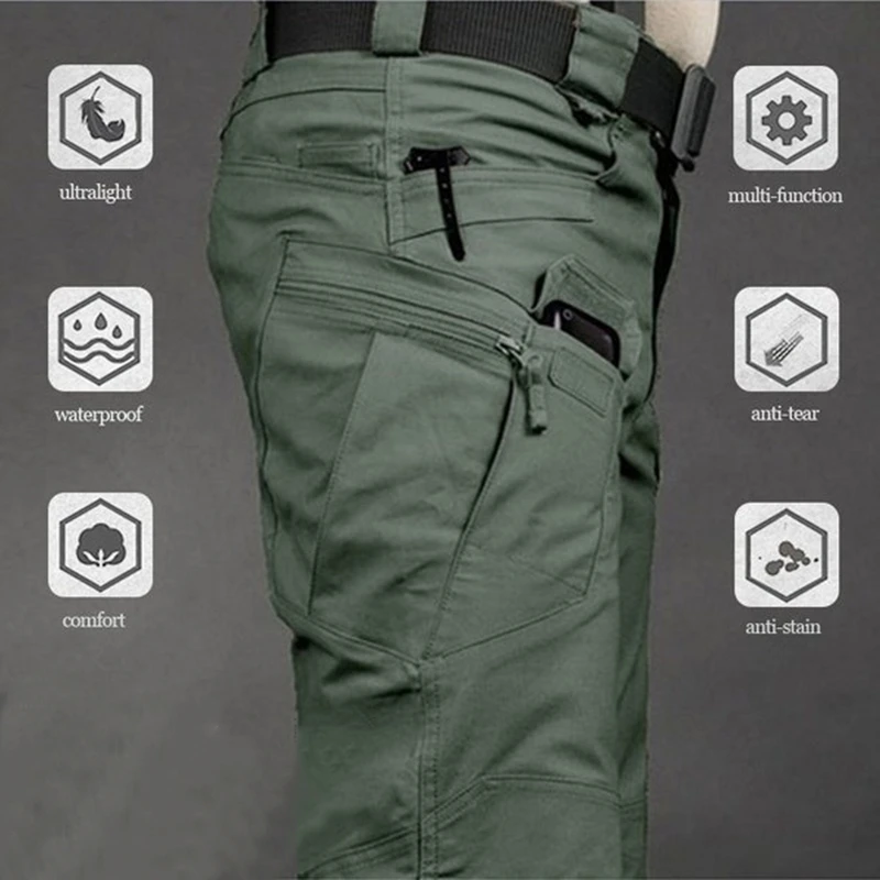 

IX7 Military Tactical Cargo Pants 100% Cotton Elastic Fabric Pants Men SWAT Combat Army Trousers Male Pockets Training Trousers