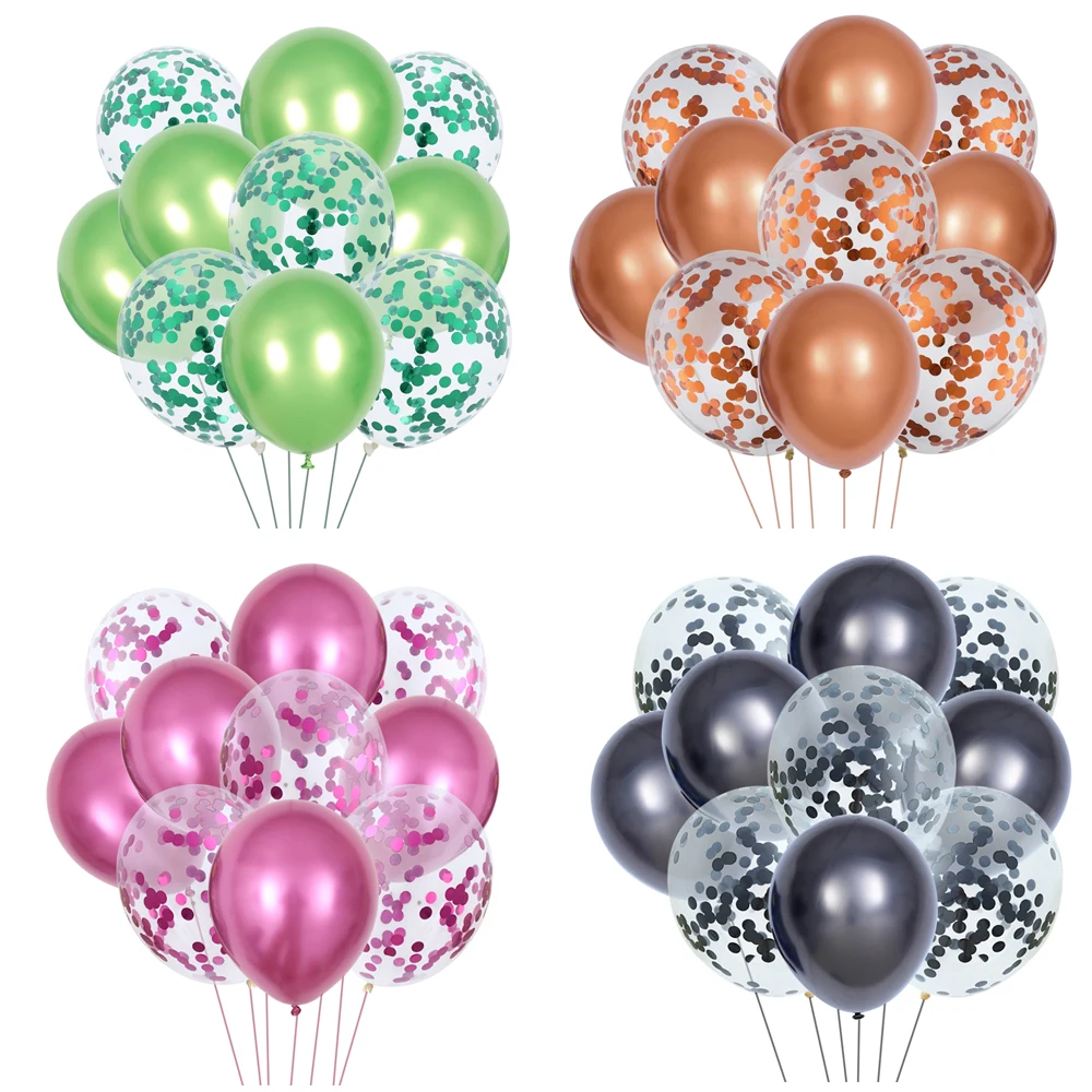 

10pcs Metallic Colors Latex Balloons 12inch Confetti Air Balloons Inflatable Ball For Birthday Wedding Party Balloon Supplies