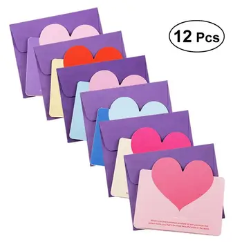 

12pcs Creative DIY Handmade Love Vintage Kraft Paper Folding Message Card Blessing Greeting Card With Envelope